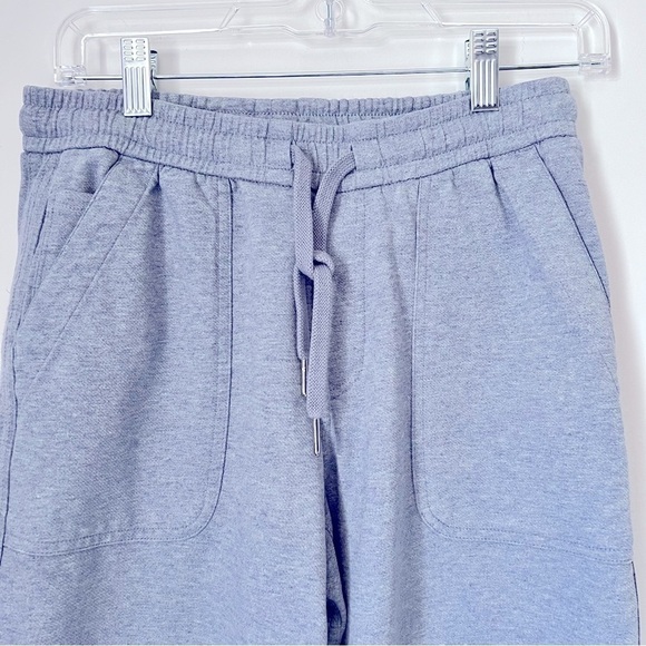 Athleta Farallon Heathered Wide Leg Crop Light Blue Athleisure Cotton Pants 2 - Picture 4 of 13
